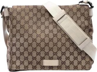 Gucci Pre-owned Cross Body Bags, female, Beige, Size: ONE SIZE Pre-owned Vintage Canvas Crossbody Bag