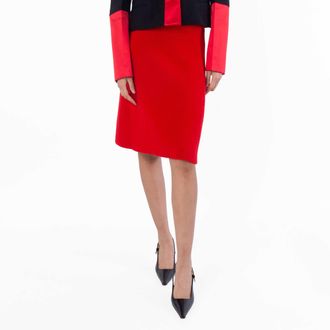 Ferragamo Ferragamo Red Knitted Knee-Length Skirt