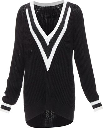 Rag & Bone Rag & Bone Cotton Deep V Raglan Sleeve Varsity Sweater