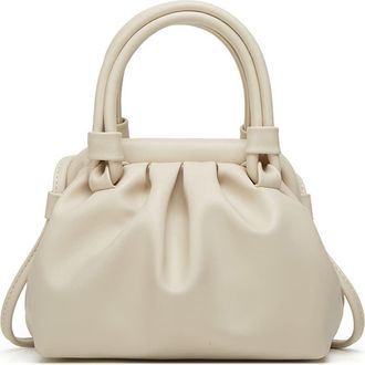 Generic Women Cloud Ruched Satchel Handbag Soft Leather Top Handle Crossbody Tote Bag Fashion Ladies Shoulder Bags Purse (White)