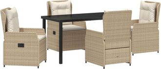 vidaXL Garden Dining Set 5 pcs Beige Poly Rattan vidaXL