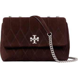 Tory Burch Small Kira Quilted Suede Converstible Shoulder Bag in Licorice at Nordstrom