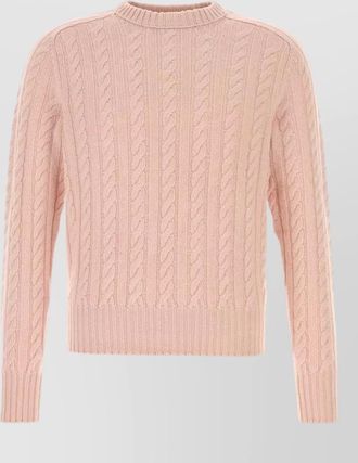 Prada wool blend crew neck cable sweater