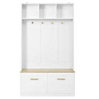 Urban Meuble Vest&iacute;bulo de entrada con banco y zapatero, madera blanca