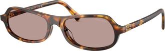 Miu Miu Narrow Rectangle-frame Sunglasses - Brown Havana - One Size