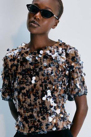 Maeve Sequined Boxy Tee