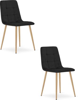 OEM Silla Kara - Terciopelo Negro / Patas Color Madera X 2
