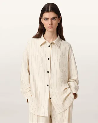 AllSaints Viscose Olga Relaxed Fit Long Sleeve Shirt, Size: UK 14/US 10