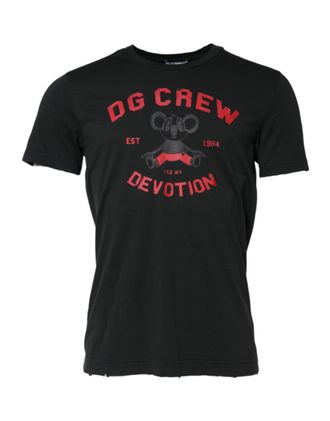 Dolce & Gabbana Black DG Crew Devotion Cotton Crew Neck Mens T-shirt