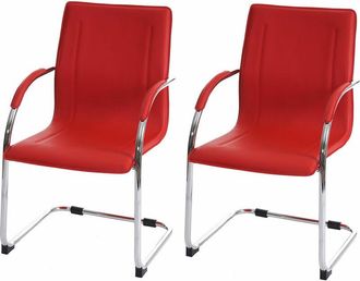 Hhg Hhg - Nunca Usado] Lote De 2 Sillones De Conferencia Samara, Silla De Visita Basculante, Rojo