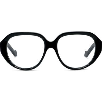Loewe Anagram 54mm Geometric Optical Glasses in Shiny Black at Nordstrom