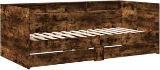 vidaXL Sofá cama con cajones sin colchón roble ahumado 90x190 cm Vidaxl