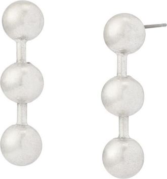 AllSaints Ball Chain Short Linear Drop Earrings in Warm Silver at Nordstrom