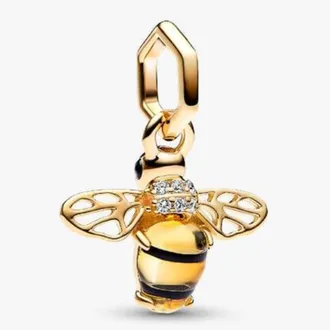 Pandora Sparkling Bee 14k Gold-plated Dangle Charm
