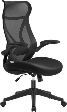 Songmics Silla de escritorio con reposacabezas de malla de color negro
