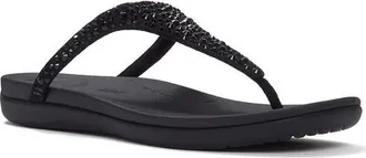 FitFlop Solay Mixed-Crystal Toe-Post Sandals in Black at Nordstrom, Size 10