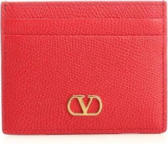 Valentino Garavani VLogo Signature Kaarthouder - Dames - Portefeuilles - Rood - ONE Size - Leer - Accessoires