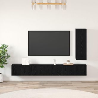 Berkfield Home with Shelf Wall-mounted Other with Storage with Door 4 pcs Black oak 30.5 x 30 x 90 cm Engineered wood