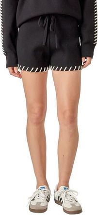 English Factory Stitch Detail Knit Shorts in Black/White at Nordstrom, Size X-Small