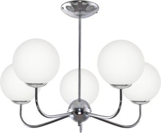 OEM L&aacute;mpara De Techo Colgante Tipo Ara&ntilde;a Con Pantalla De Cristal Cromado Y Bola Blanca Patrik 13-590
