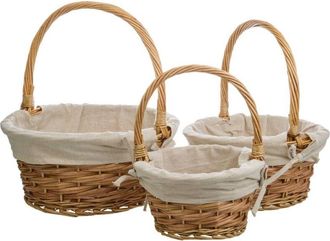 Wanderlust Deco Set 3 Cestas De Mimbre Marrones Forrados