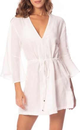 Maaji Linen Cover-Up Minidress in White at Nordstrom, Size X-Large