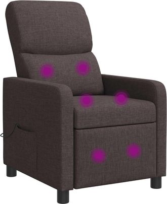 vidaXL Silla De Masajes Reclinable Marr&oacute;n Oscuro Tela Vidaxl