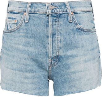 Mother Tomcat Kick raw-cut denim shorts - women - Elastane/Cotton - 26 - Blue