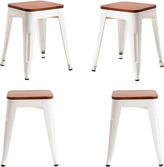 Regalos Miguel Regalos Miguel - Packs Taburetes Pequeños - Pack 4 Taburetes Torix Pequeños Madera Natural - Blanco