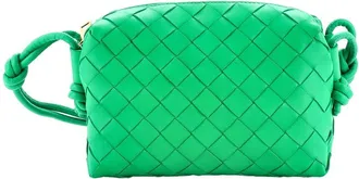 Bottega Veneta Green Intrecciato Nappa Leather Loop Crossbody Mini (Authentic Pre-Loved)