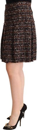 Dolce & Gabbana Womens Brown High Waist Mini A-Line Pleated Skirt Acrylic