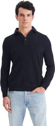 Naadam Signature Cashmere Long Sleeve Polo in Navy at Nordstrom, Size Xx-Large