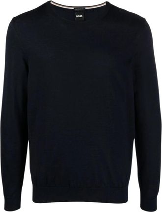 HUGO BOSS Sueter Leno Marino - Heren - Ronde hals truien - Blauw - M - Truien & Vesten