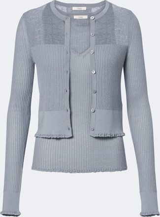 Chlo&eacute; Chlo&eacute; Knitted wool top and cardigan set