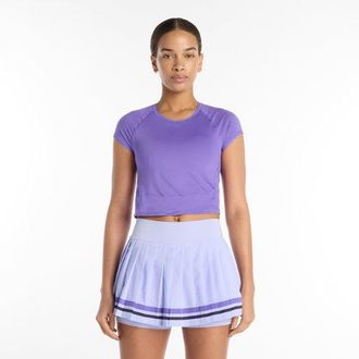 New Balance Womens Tournament Novelty Top in Blue Poly Knit, size Medium