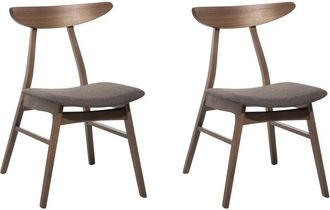 Beliani Set of 2 Dining Chairs LYNN Wood Dark Brown/ Grey