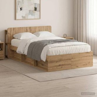 Berkfield Home Bed Frame with Storage Artisan Oak 120 x 200 cm Engineered Wood in Brown