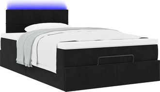 vidaXL Cama Otomana Con Colch&oacute;n Y Led Terciopelo Negro 120x190cm Vidaxl