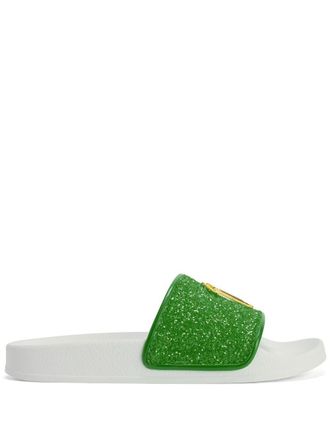 Giuseppe Zanotti Brett glitter slides - Green