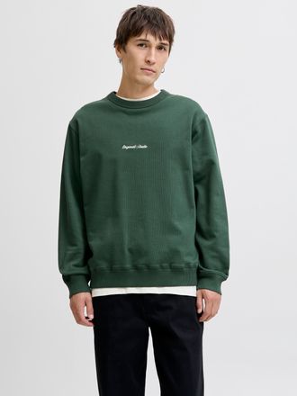 Jack & Jones Sweatshirt JACK & JONES JORNORREBRO EMB SWEAT CREW NOOS, Herren, Gr. M, gr&uuml;n (sycamore), angeraute Sweatware, Obermaterial: 89% Baumwolle, 11% Polyest