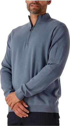 Saint Steve Blauwe Gebreide Trui voor Mannen - Heren - Coltruien - Blauw - S - Katoen - Truien & Vesten