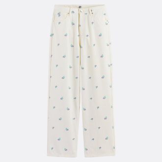 La Redoute Collections Jeans met wijde pijpen en bloemenborduursel