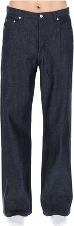 A.P.C. Sally Straight-Leg Indigo Pocket Print Cotton Jeans