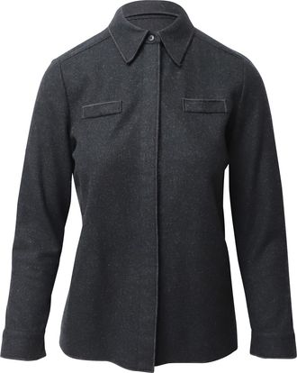 Miu Miu Pre-owned Womens Miu Miu Concealed Button Down Shirt in Dark Grey Wool - Black - Size EU 34 (Womens)