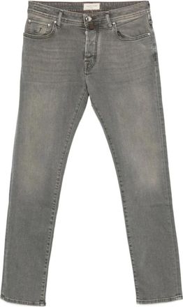 Jacob Cohen Grijze Getailleerde Broek Aw 25 - Heren - Slim Fit Jeans - Grijs - W35 - Leer - Jeans