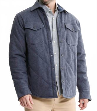 Jachs NY Quilted Brushed Knit Shirt Jacket In Navy