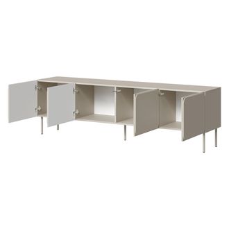 Dmora Mueble Para Tv Mornago, Un Estante, 2 Puertas, 4 Compartimentos, 200x42x60h Cm Beige