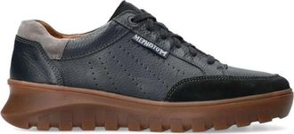 Mephisto Blauwe vetersneaker voor heren - Heren - Sneakers - Blauw - 40 1/2 EU - Leer - Schoenen