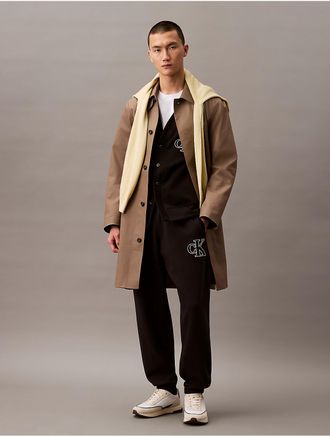 Calvin Klein Jeans Calvin Klein Mens Varsity Monogram Logo Fleece Joggers - Black - XS