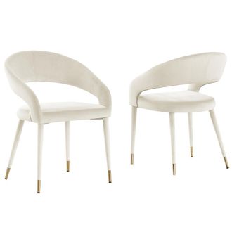 Best Master Furniture Jacques Velvet Cream Dining Chairs (Set of 2)